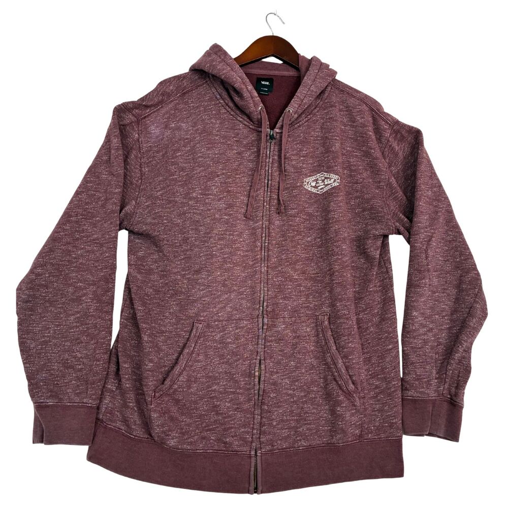 Vans Off The Wall Zip Hoodie Men’s XL Burgundy Marled Full Zip Skate Sweatshirt